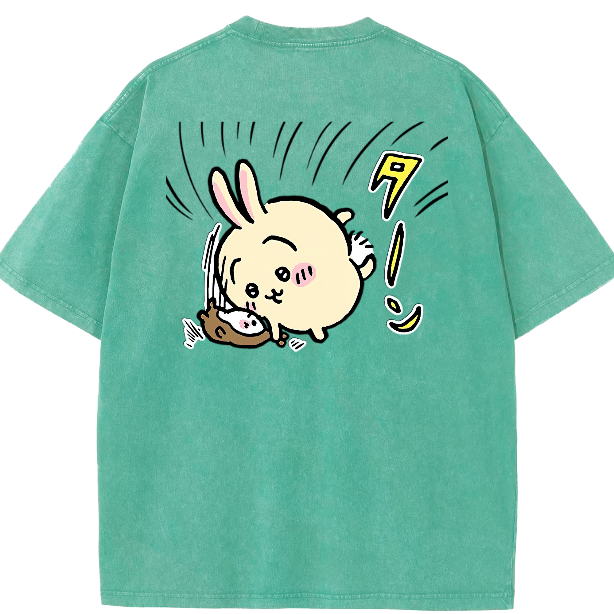 （画像用） ちいかわ うさぎ Chii-kawa usagi 綿100% ヴィンテージ風 半袖Tシャツ（背面プリント）